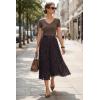 image:imageArachampCloz Womens Chiffon Wide Elastic Band ALine Pleated Floral Pleated SkirtsBlue Polka Dot
