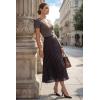 image:imageArachampCloz Womens Chiffon Wide Elastic Band ALine Pleated Floral Pleated SkirtsBlue Polka Dot
