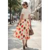 image:imageArachampCloz Womens Chiffon Wide Elastic Band ALine Pleated Floral Pleated SkirtsOrange Floral