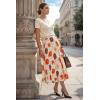 image:imageArachampCloz Womens Chiffon Wide Elastic Band ALine Pleated Floral Pleated SkirtsOrange Floral