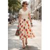 image:imageArachampCloz Womens Chiffon Wide Elastic Band ALine Pleated Floral Pleated SkirtsOrange Floral