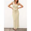 image:imageArachampCloz Womens Lightweight 2 Piece Sets Summer Vacation Button Top and Maxi Skirt 2026 OutfitsApricot