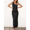 image:imageArachampCloz Womens Lightweight 2 Piece Sets Summer Vacation Button Top and Maxi Skirt 2026 OutfitsBlack