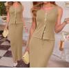 image:imageArachampCloz Womens Lightweight 2 Piece Sets Summer Vacation Button Top and Maxi Skirt 2026 OutfitsKhaki