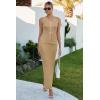 image:imageArachampCloz Womens Lightweight 2 Piece Sets Summer Vacation Button Top and Maxi Skirt 2026 OutfitsKhaki