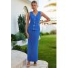 image:imageArachampCloz Womens Lightweight 2 Piece Sets Summer Vacation Button Top and Maxi Skirt 2026 OutfitsRoyal Blue