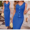 image:imageArachampCloz Womens Lightweight 2 Piece Sets Summer Vacation Button Top and Maxi Skirt 2026 OutfitsRoyal Blue