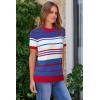 image:imageArachampCloz Womens Lightweight Wool Blend Short Sleeve Sweater Top Business CasualRed  White and Blue
