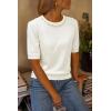image:imageArachampCloz Womens Wool Blend Elegant Crew Neck Sweaters for Fall 2025Offwhite