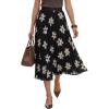 image:imageArachampCloz Womens Chiffon Wide Elastic Band ALine Pleated Floral Pleated SkirtsApricot Floral