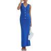 image:imageArachampCloz Womens Lightweight 2 Piece Sets Summer Vacation Button Top and Maxi Skirt 2026 OutfitsRoyal Blue