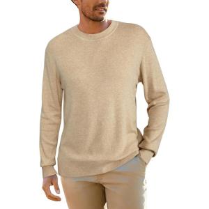 image:imageArachampCloz Mens Wool Blend Loose Fit Sweater Ultra Soft 2025 Spring Bottoming Crewneck Fashion PulloverApricot