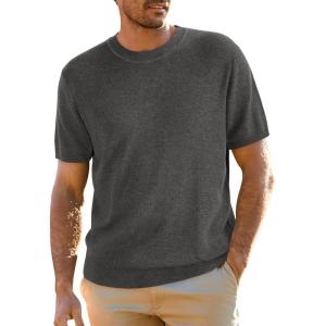image:imageArachampCloz Mens Wool Blend Loose Fit Sweater Ultra Soft 2025 Spring Bottoming Crewneck Fashion PulloverDark Gray