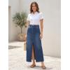 image:imageArachampCloz Womens Cotton Blend Stretch Adjustable Waist Denim Skirts with Pockets 2026Dark Blue