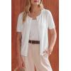 image:imageArachampCloz Womens Lightweight Short Sleeve Business Casual Cropped Cardigan TopsOffwhite