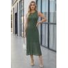 image:imageArachampCloz Womens Lyocell Blend Ruched Waist Patchwork Hem Summer Business Casual Shift Midi Dresses 2026Army Green