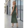 image:imageArachampCloz Womens Lyocell Blend Ruched Waist Patchwork Hem Summer Business Casual Shift Midi Dresses 2026Army Green