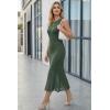 image:imageArachampCloz Womens Lyocell Blend Ruched Waist Patchwork Hem Summer Business Casual Shift Midi Dresses 2026Army Green