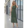 image:imageArachampCloz Womens Lyocell Blend Ruched Waist Patchwork Hem Summer Business Casual Shift Midi Dresses 2026Army Green