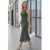 image:imageArachampCloz Womens Lyocell Blend Ruched Waist Patchwork Hem Summer Business Casual Shift Midi Dresses 2026Army Green