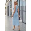 image:imageArachampCloz Womens Lyocell Blend Ruched Waist Patchwork Hem Summer Business Casual Shift Midi Dresses 2026Light Blue