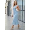 image:imageArachampCloz Womens Lyocell Blend Ruched Waist Patchwork Hem Summer Business Casual Shift Midi Dresses 2026Light Blue