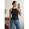 image:imageArachampCloz Womens Lyocell Blend Slim Fit Striped Casual Halter Tank Tops Summer 2026Striped Black White