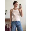 image:imageArachampCloz Womens Lyocell Blend Slim Fit Striped Casual Halter Tank Tops Summer 2026Striped White Burgundy