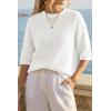 image:imageArachampCloz Womens Summer 100 Cotton Relaxed Fit Crochet Tops 34 Length Sleeve Sweater Hollow Out Casual Blouses 2026Beige
