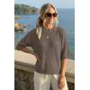 image:imageArachampCloz Womens Summer 100 Cotton Relaxed Fit Crochet Tops 34 Length Sleeve Sweater Hollow Out Casual Blouses 2026Coffee