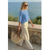 image:imageArachampCloz Womens Summer 100 Cotton Relaxed Fit Crochet Tops 34 Length Sleeve Sweater Hollow Out Casual Blouses 2026Light Blue