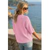 image:imageArachampCloz Womens Summer 100 Cotton Relaxed Fit Crochet Tops 34 Length Sleeve Sweater Hollow Out Casual Blouses 2026Light Pink
