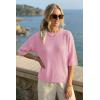 image:imageArachampCloz Womens Summer 100 Cotton Relaxed Fit Crochet Tops 34 Length Sleeve Sweater Hollow Out Casual Blouses 2026Light Pink