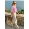 image:imageArachampCloz Womens Summer 100 Cotton Relaxed Fit Crochet Tops 34 Length Sleeve Sweater Hollow Out Casual Blouses 2026Light Pink