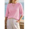 image:imageArachampCloz Womens Summer 100 Cotton Relaxed Fit Crochet Tops 34 Length Sleeve Sweater Hollow Out Casual Blouses 2026Light Pink