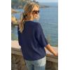 image:imageArachampCloz Womens Summer 100 Cotton Relaxed Fit Crochet Tops 34 Length Sleeve Sweater Hollow Out Casual Blouses 2026Navy