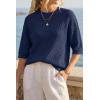image:imageArachampCloz Womens Summer 100 Cotton Relaxed Fit Crochet Tops 34 Length Sleeve Sweater Hollow Out Casual Blouses 2026Navy