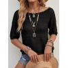 image:imageArachampCloz Womens Summer Linen Blend Crochet Tops Short Sleeve Sweater Boho Casual Shirts Beach Resort Wear Trendy 2026Black