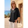 image:imageArachampCloz Womens Wool Blend Elbow Sleeve Summer Oversized Casual SweaterBlack