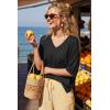 image:imageArachampCloz Womens Wool Blend Elbow Sleeve Summer Oversized Casual SweaterBlack
