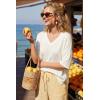 image:imageArachampCloz Womens Wool Blend Elbow Sleeve Summer Oversized Casual SweaterOffwhite