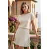 image:imageArachampCloz Womens Wool Blend Knit 2 Piece Sets Summer Casual Cap Sleeve Tops Pleated Mini Skirt Outfits 2026Beige