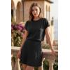 image:imageArachampCloz Womens Wool Blend Knit 2 Piece Sets Summer Casual Cap Sleeve Tops Pleated Mini Skirt Outfits 2026Black