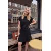 image:imageArachampCloz Womens Wool Blend Knit 2 Piece Sets Summer Casual Cap Sleeve Tops Pleated Mini Skirt Outfits 2026Black