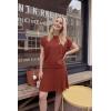 image:imageArachampCloz Womens Wool Blend Knit 2 Piece Sets Summer Casual Cap Sleeve Tops Pleated Mini Skirt Outfits 2026Burgundy