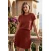 image:imageArachampCloz Womens Wool Blend Knit 2 Piece Sets Summer Casual Cap Sleeve Tops Pleated Mini Skirt Outfits 2026Burgundy