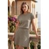 image:imageArachampCloz Womens Wool Blend Knit 2 Piece Sets Summer Casual Cap Sleeve Tops Pleated Mini Skirt Outfits 2026Khaki