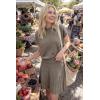 image:imageArachampCloz Womens Wool Blend Knit 2 Piece Sets Summer Casual Cap Sleeve Tops Pleated Mini Skirt Outfits 2026Khaki