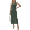 image:imageArachampCloz Womens Lyocell Blend Ruched Waist Patchwork Hem Summer Business Casual Shift Midi Dresses 2026Army Green
