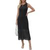 image:imageArachampCloz Womens Lyocell Blend Ruched Waist Patchwork Hem Summer Business Casual Shift Midi Dresses 2026Black